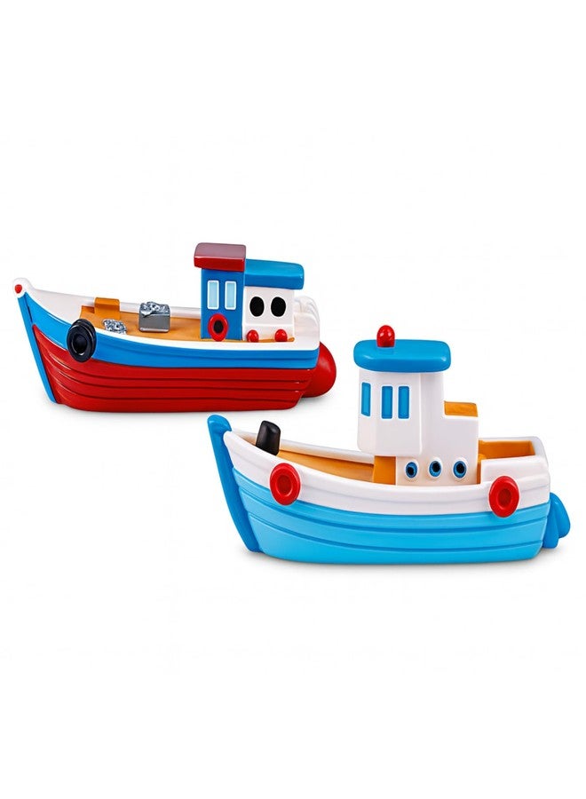 Mozff 2 Pcs Colorful Miniature Dollhouse Boat Mini Fishing Boat Model Mediterranean Decor Resin Desktop Boat Ornament Ocean Beach Micro Landscape Decoration Dollhouse Accessories - Image 1